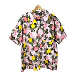 NWT The Children’s Place Men’s XXXL Pink Sea Salt Button Up Shirt Pineapple